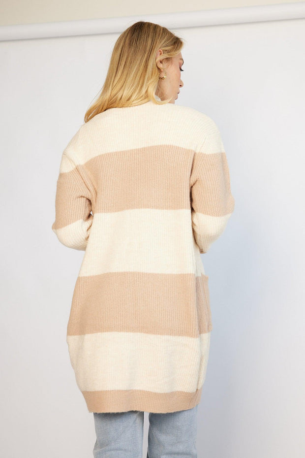 Damila Cardigan - Cream Stripe-Knitwear-Womens Clothing-ESTHER & CO.