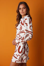 Deliana Dress - Brown Print-Dresses-Womens Clothing-ESTHER & CO.