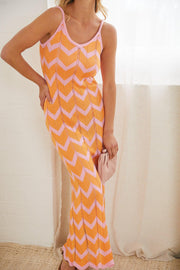 Eliyana Crochet Dress - Orange Print-Dresses-Womens Clothing-ESTHER & CO.