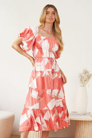 Ellara Dress - Orange Print-Dresses-Womens Clothing-ESTHER & CO.