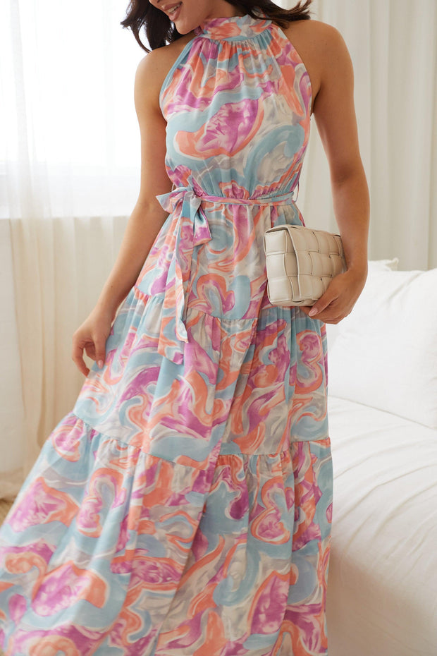 Georgine Dress - Blue Print-Dresses-Womens Clothing-ESTHER & CO.