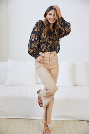 Indra Top - Black Floral-Tops-Womens Clothing-ESTHER & CO.