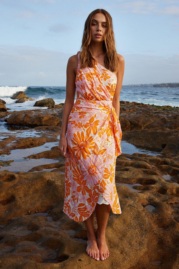 Jesika Dress - Orange Floral-Dresses-Womens Clothing-ESTHER & CO.