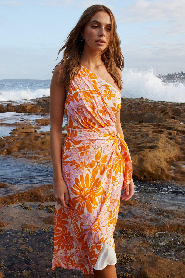 Jesika Dress - Orange Floral-Dresses-Womens Clothing-ESTHER & CO.