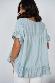 Kaleigh Top - Light Blue-Tops-Womens Clothing-ESTHER & CO.