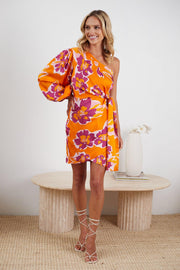 Laren Dress - Orange Floral-Dresses-Womens Clothing-ESTHER & CO.
