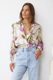 Lizza Shirt - Beige Floral