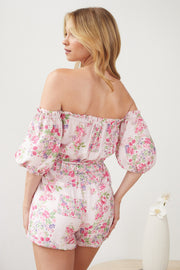 Miana Playsuit - White Floral