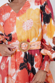 Nataleah Dress - Orange Floral-Dresses-Womens Clothing-ESTHER & CO.