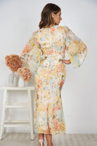 Women's mint floral midi dress with long bishop sleeves by Esther & Co