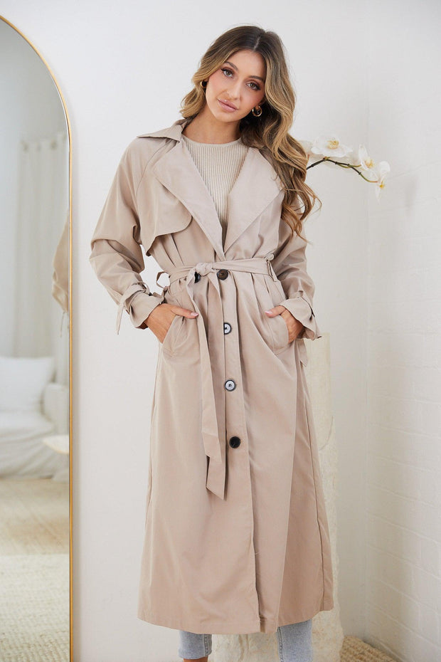 Persis Trench Coat - Mocha-Coats-Womens Clothing-ESTHER & CO.