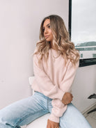 Harvie Knit in Pink womens wool blend jumper in dusty pink front view