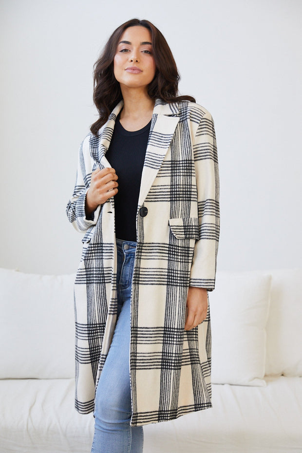 Romina Coat - Check Print-Coats-Womens Clothing-ESTHER & CO.