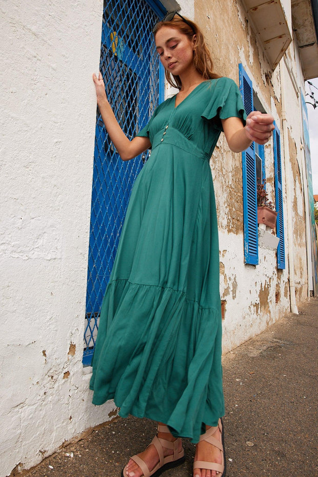 Rosalyn Dress - Green-Dresses-Womens Clothing-ESTHER & CO.