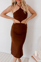 Women's warm chocolate midi dress by Esther & Co