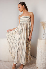 Salva Dress - Beige Stripe-Dresses-Womens Clothing-ESTHER & CO.