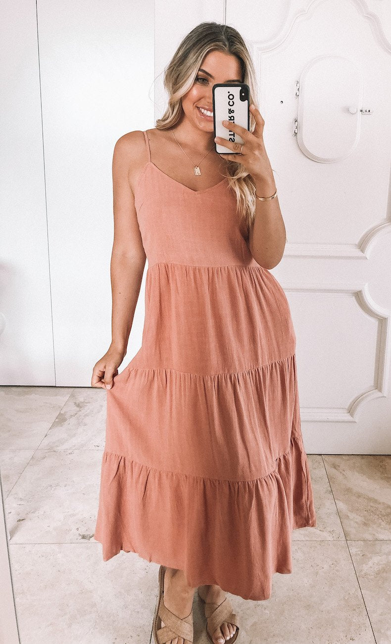 Sonya Dress - Rust-Dresses-Womens Clothing-ESTHER & CO.