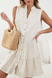 Spirited Dress - Beige-Dresses-Womens Clothing-ESTHER & CO.