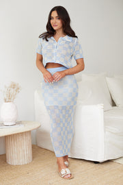 Xiara Crochet Top - Blue Check