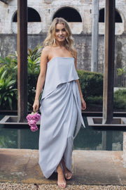 Fleur Strapless Maxi Dress - Silver