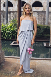 Fleur Strapless Maxi Dress - Silver