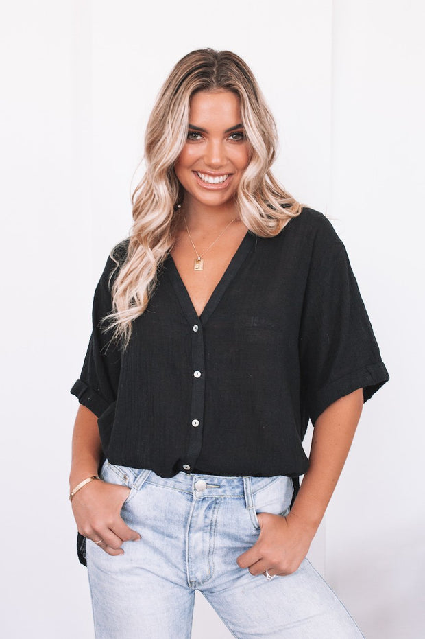 Fraise Top - Black-Tops-Womens Clothing-ESTHER & CO.