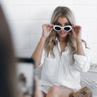 Lake Como white sunglasses, folded view