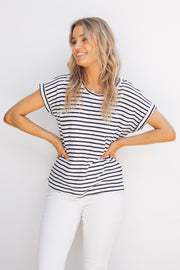 Nerida Tee - Navy Stripe-Tops-One Love-ESTHER & CO.