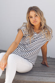 Nerida Tee - Navy Stripe-Tops-One Love-ESTHER & CO.