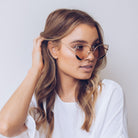 Cadence blush sunglasses, angle view